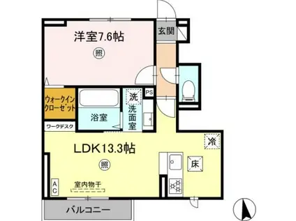 アベリア(1LDK/1階)の間取り写真