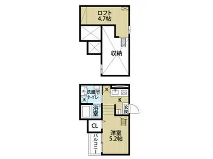CRASTINE芝町(ワンルーム/1階)の間取り写真