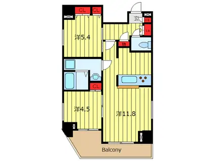 GENOVIA東日暮里GREEN VEIL(2LDK/7階)の間取り写真
