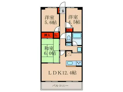 ディオフェルティ丹波橋(3LDK/2階)の間取り写真