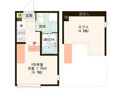 ハーモニーテラス北小岩XXI(ワンルーム/1階)の間取り写真