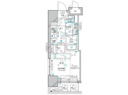 ディアレイシャス横浜ウエスト(1K/10階)の間取り写真