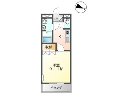 ブラウンハイツ塩冶B棟(1K/2階)の間取り写真