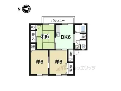 エクレール平城A棟(3DK/1階)の間取り写真