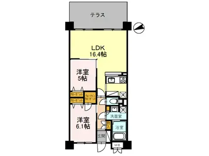 ラ・メゾンMSIII(2LDK/1階)の間取り写真