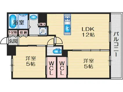 グランアッシュ江坂(2LDK/6階)の間取り写真