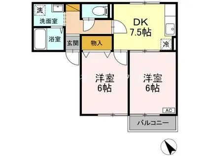 サニーコート桜井II(2DK/2階)の間取り写真