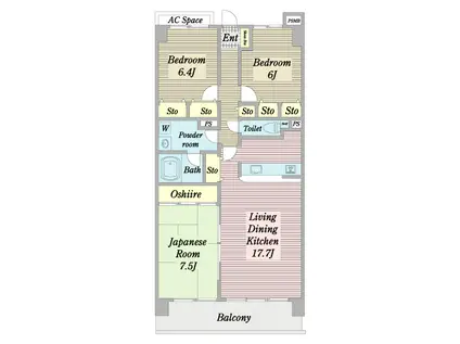 ライオンズマンション北鈴蘭台第二(3LDK/4階)の間取り写真