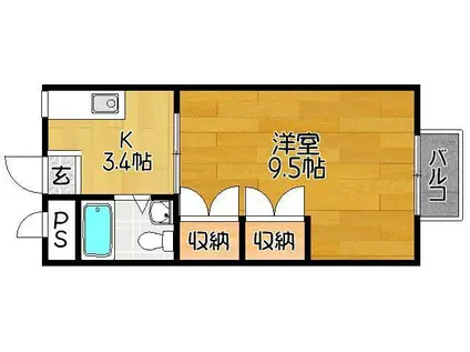 フレンシア(1K/2階)の間取り写真