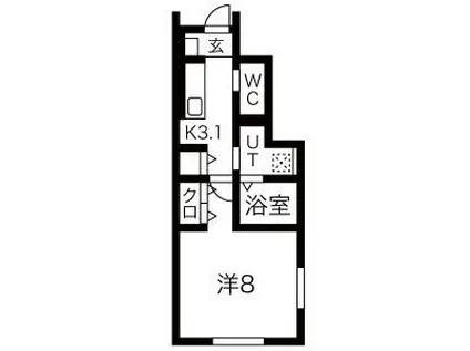 KSK北上II(1K/1階)の間取り写真