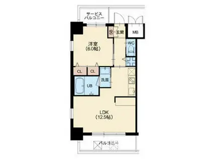 スプランディッド新大阪キャトル(1LDK/2階)の間取り写真