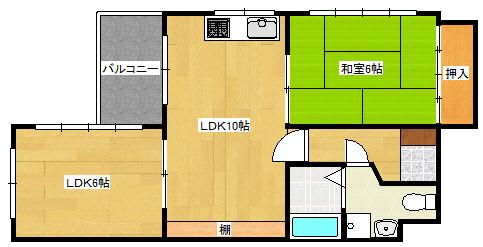 コートドール2(2LDK/3階)の間取り写真