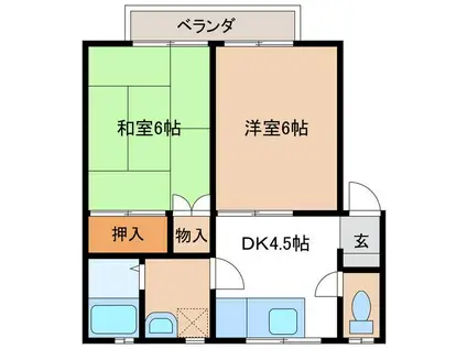 大東コーポ B棟(2DK/2階)の間取り写真