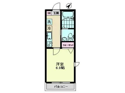 AKマンションVII(1K/2階)の間取り写真