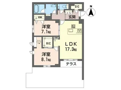 ノヴェルデ押堀(2LDK/1階)の間取り写真