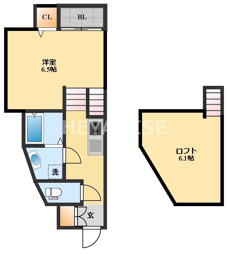 MODERN PALAZZO堂崎LIEBE(1SK/1階)の間取り写真