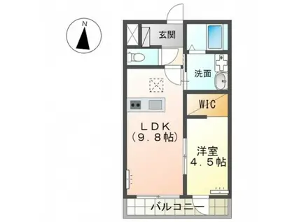 タイガーモス(1LDK/1階)の間取り写真