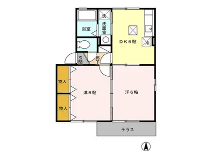 クレール花陵(2DK/2階)の間取り写真