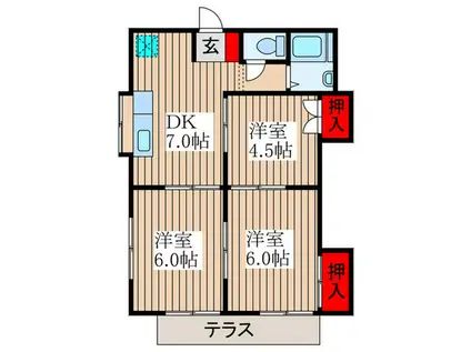 大室ハイツ(3DK/1階)の間取り写真
