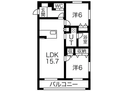 オラシオン新川 103(2LDK/1階)の間取り写真