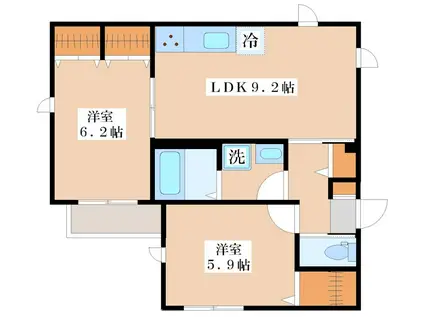 ESPACIO NH(2LDK/1階)の間取り写真