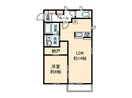 エスポワール丹陽(1LDK/1階)の間取り写真