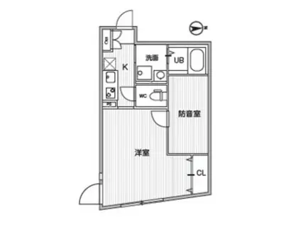 ティーズクオーレミューズ落合(1K/1階)の間取り写真