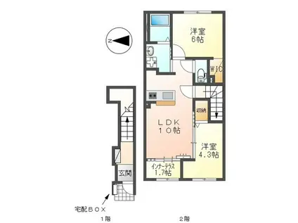 ベラ・カーサ(2LDK/2階)の間取り写真