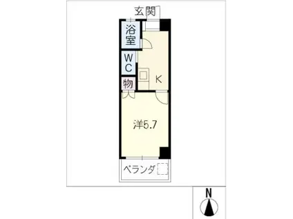 サンビレッジ(1K/2階)の間取り写真