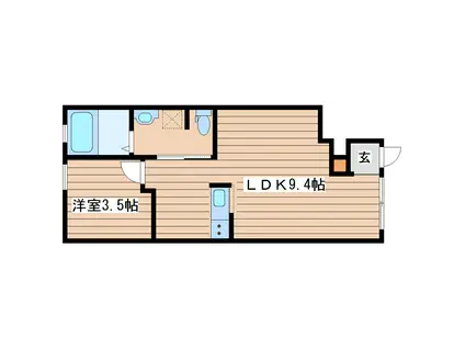 ライズ・フィルA(1LDK/1階)の間取り写真