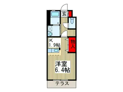 レグルス(1K/1階)の間取り写真