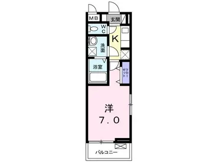 ディアコート 宮脇(1K/2階)の間取り写真