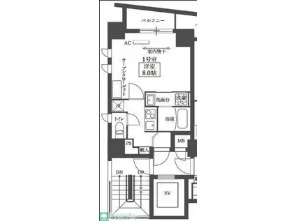 アステル七番館(1K/8階)の間取り写真