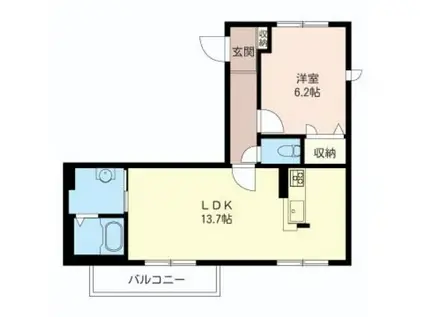 ウィングライト(1LDK/2階)の間取り写真