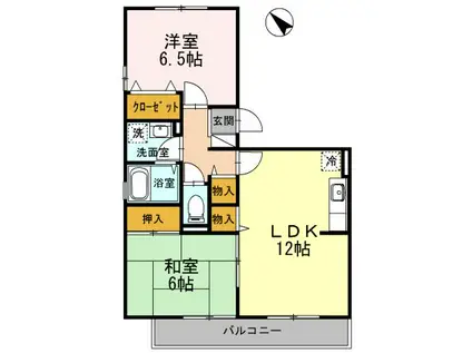 リベルテSII(2LDK/2階)の間取り写真