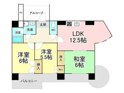 パラシオ高塔(3LDK/4階)の間取り写真