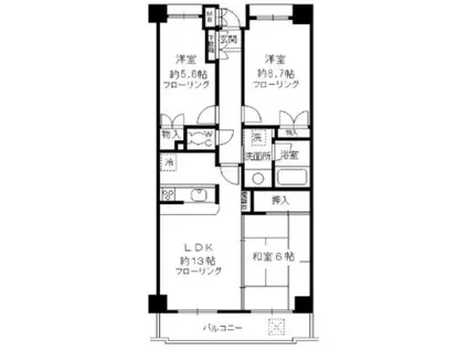 ラフィネ武蔵野(3LDK/6階)の間取り写真