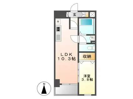 フロリアードもとやま(1LDK/2階)の間取り写真