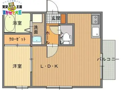 WITH AQUA(1LDK/1階)の間取り写真