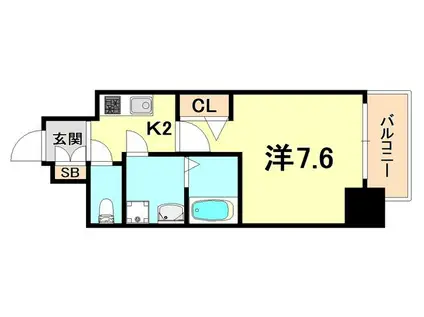 ポルト・ボヌール神戸湊川公園(1K/15階)の間取り写真