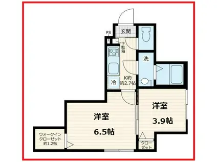 クロシェット(2K/1階)の間取り写真