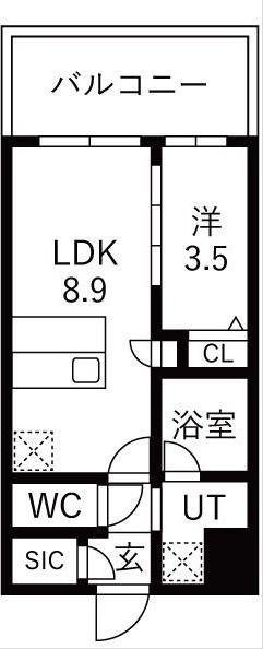 スプランディッド玉造(1LDK/3階)の間取り写真