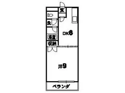 ハッピーハイツ北島(1DK/2階)の間取り写真