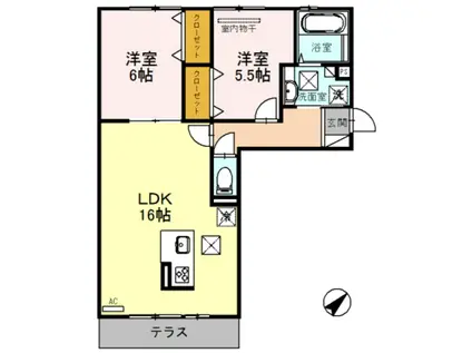 クレアシオンコート(2LDK/1階)の間取り写真