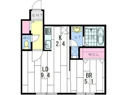 ANGE-OR(1LDK/1階)の間取り写真