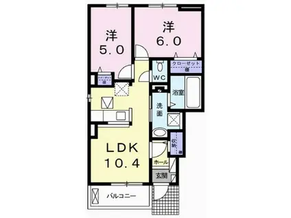山陽電鉄本線 西二見駅 徒歩7分 2階建 築9年(2LDK/1階)の間取り写真