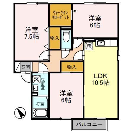 コーポ グランデC(3LDK/2階)の間取り写真