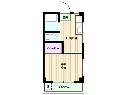 第5ハイツSS(1K/2階)の間取り写真