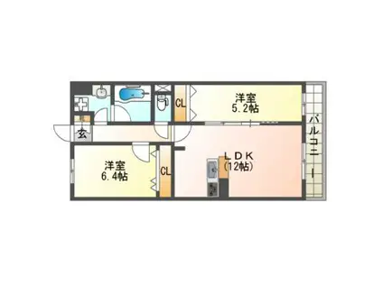 プラムアウルII(2LDK/3階)の間取り写真