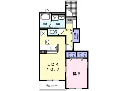フィオーレS II(1LDK/1階)の間取り写真